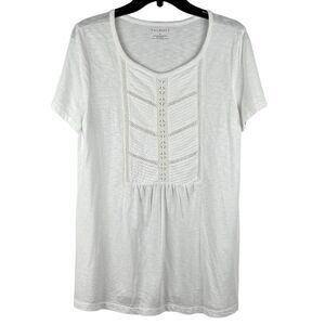 Talbots White Embroidered T-Shirt Medium